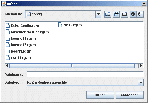 Auswahl der RgZm-Konfigurationsdatei